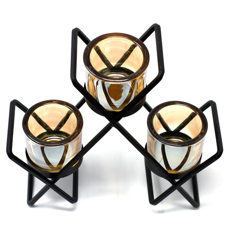 Centrepiece Iron Votive Candle Holder - 3 Cup Triangle - SHAMTAM.COM