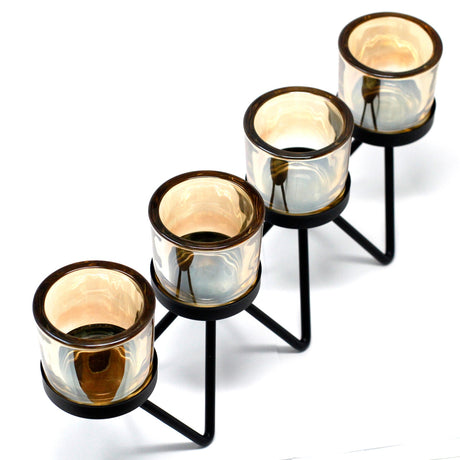 Centrepiece Iron Votive Candle Holder - 4 Cup Zig Zag - SHAMTAM.COM