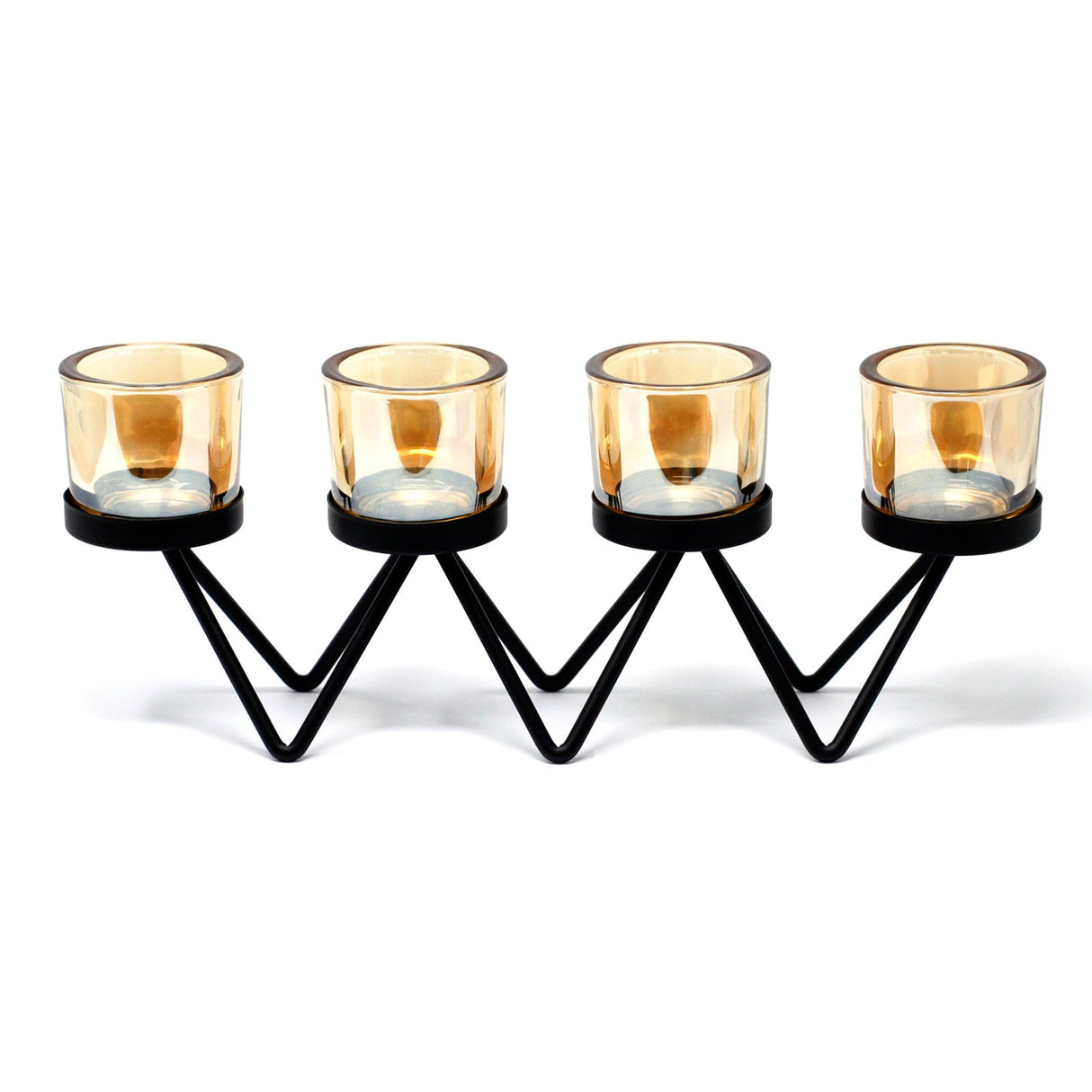 Centrepiece Iron Votive Candle Holder - 4 Cup Zig Zag - SHAMTAM.COM