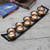 Centrepiece Iron Votive Candle Holder - 5 Cup Ledge - SHAMTAM.COM