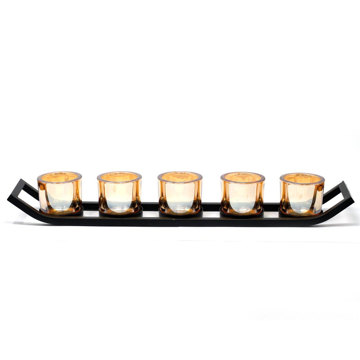 Centrepiece Iron Votive Candle Holder - 5 Cup Ledge - SHAMTAM.COM