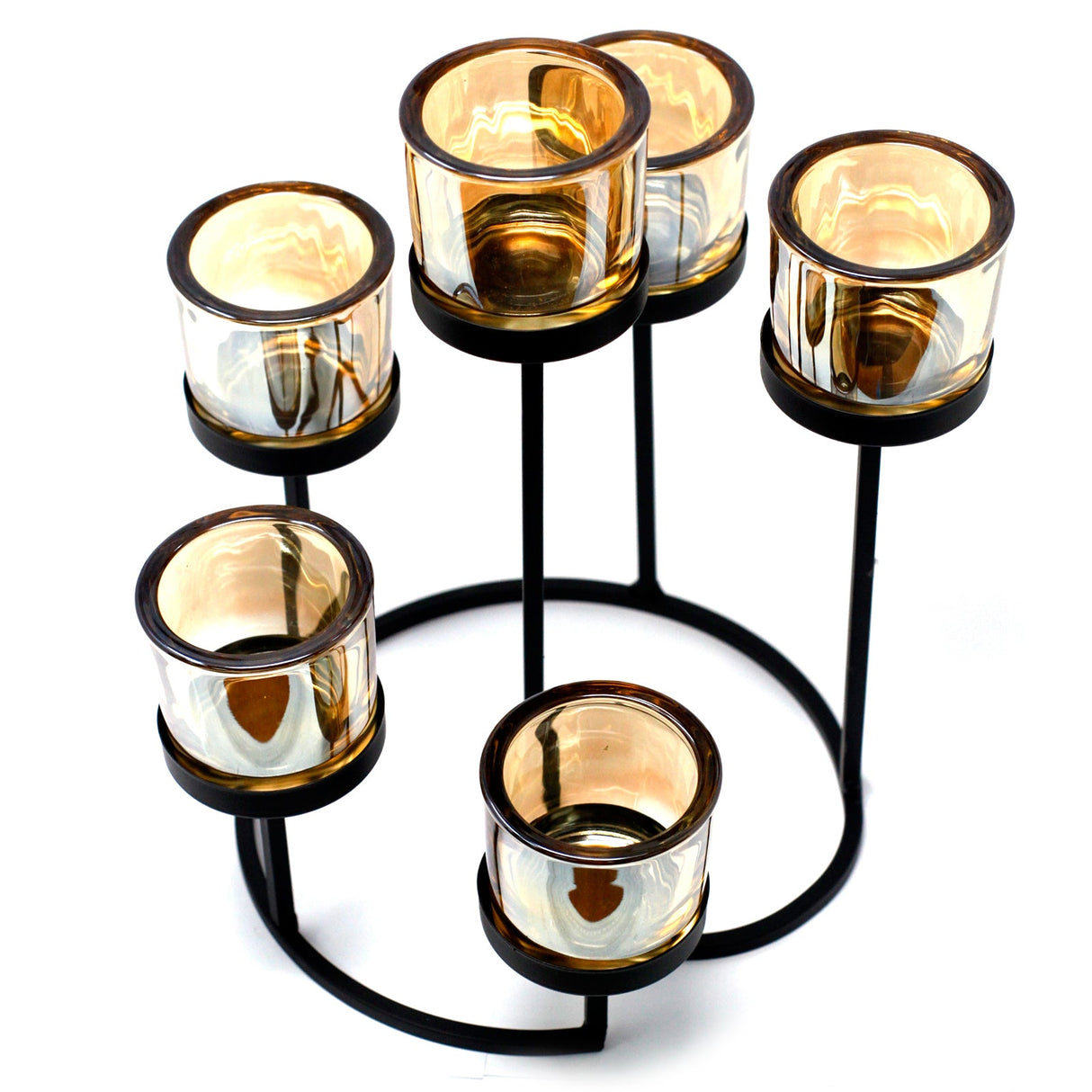 Centrepiece Iron Votive Candle Holder - 6 Cup Circule Tree - SHAMTAM.COM