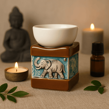 Arzător de ulei ceramic elefant stil teracotă