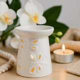 Ceramic Oil Burner White Dragonfly Design - SHAMTAM.COM