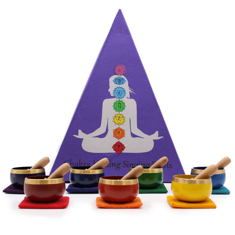 Chakra Singing Bowls Gift Pyramid Set - SHAMTAM.COM