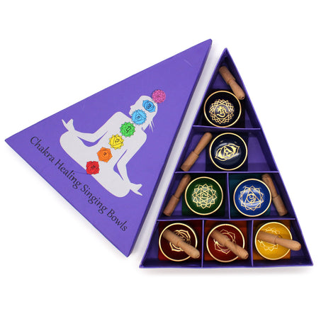 Chakra Singing Bowls Gift Pyramid Set - SHAMTAM.COM