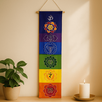 Estandarte de Pared Batik Arcoíris de Chakras 183x35cm