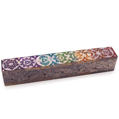 Chakra Soapstone Incense Burner with Mandala Designs and Smoke Holes for Meditation and Energy Balance - SHAMTAM.COM