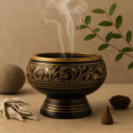 Charcoal Incense Burner, Brass - SHAMTAM.COM