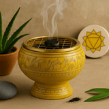 Charcoal Incense Burner Jar, Solar Plexus Chakra - SHAMTAM.COM