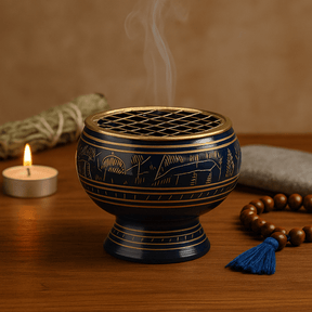 Charcoal Incense Burner Throat Chakra Vishuddha - SHAMTAM.COM