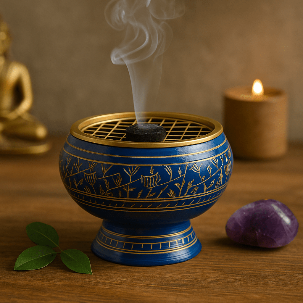 Charcoal Resin Incense Burner - Third Eye Chakra - SHAMTAM.COM