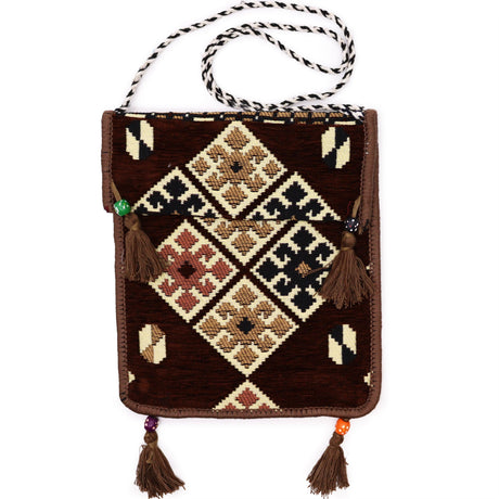 Boho Bag Messenger Chocolate Kilim - SHAMTAM.COM