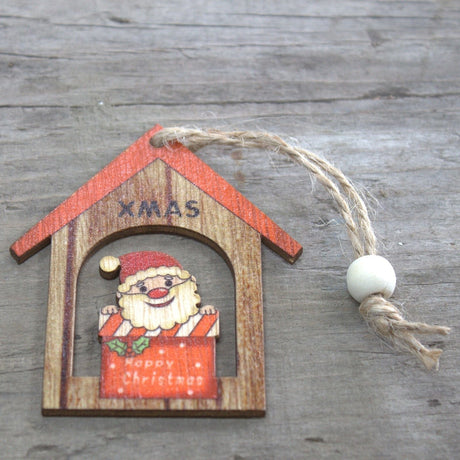 Christmas Ornaments Wooden Santa 2 - Pack - SHAMTAM.COM