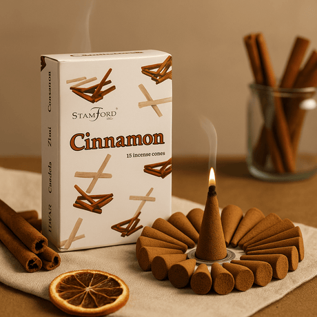Cinnamon Incense Cones With Holder 15 Pack Stamford - SHAMTAM.COM