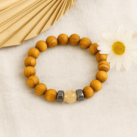 Citrine Bracelet Solar Plexus Chakra Cedarwood - SHAMTAM.COM