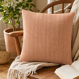 Classic Cushion Cover - Burgundy Squares - 60 × 60 cm - Jumbo Style — styled in a warm, naturally lit interior