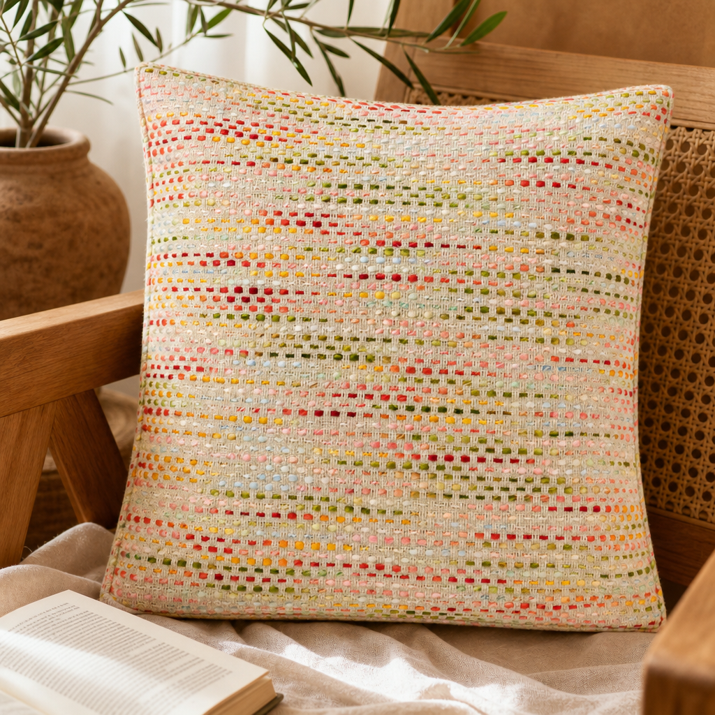 Classic Cushion Cover - Hidden Rainbow - 60 × 60 cm - Jumbo Style — styled in a warm, naturally lit interior