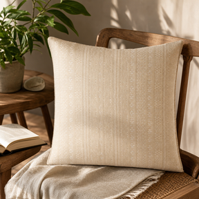 Classic Cushion Cover - Soft Stone- 60 × 60 cm - Jumbo Style — styled in a warm, naturally lit interior