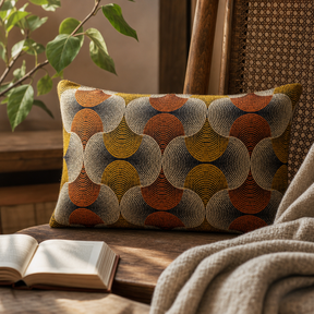 Classic Cushion Cover - Urban Swirl- 30 × 50 cm - Lumber Style — styled in a warm, naturally lit interior