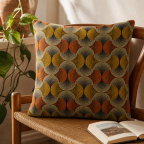 Classic Cushion Cover - Urban Swirl - 60 × 60 cm - Jumbo Style — styled in a warm, naturally lit interior