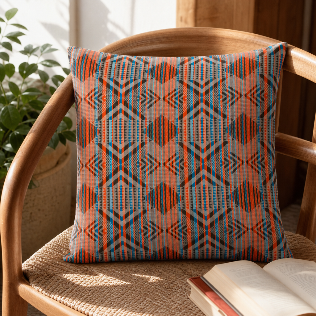 Classic Cushion Cover - Urban Tribal - 60 × 60 cm - Jumbo Style — styled in a warm, naturally lit interior