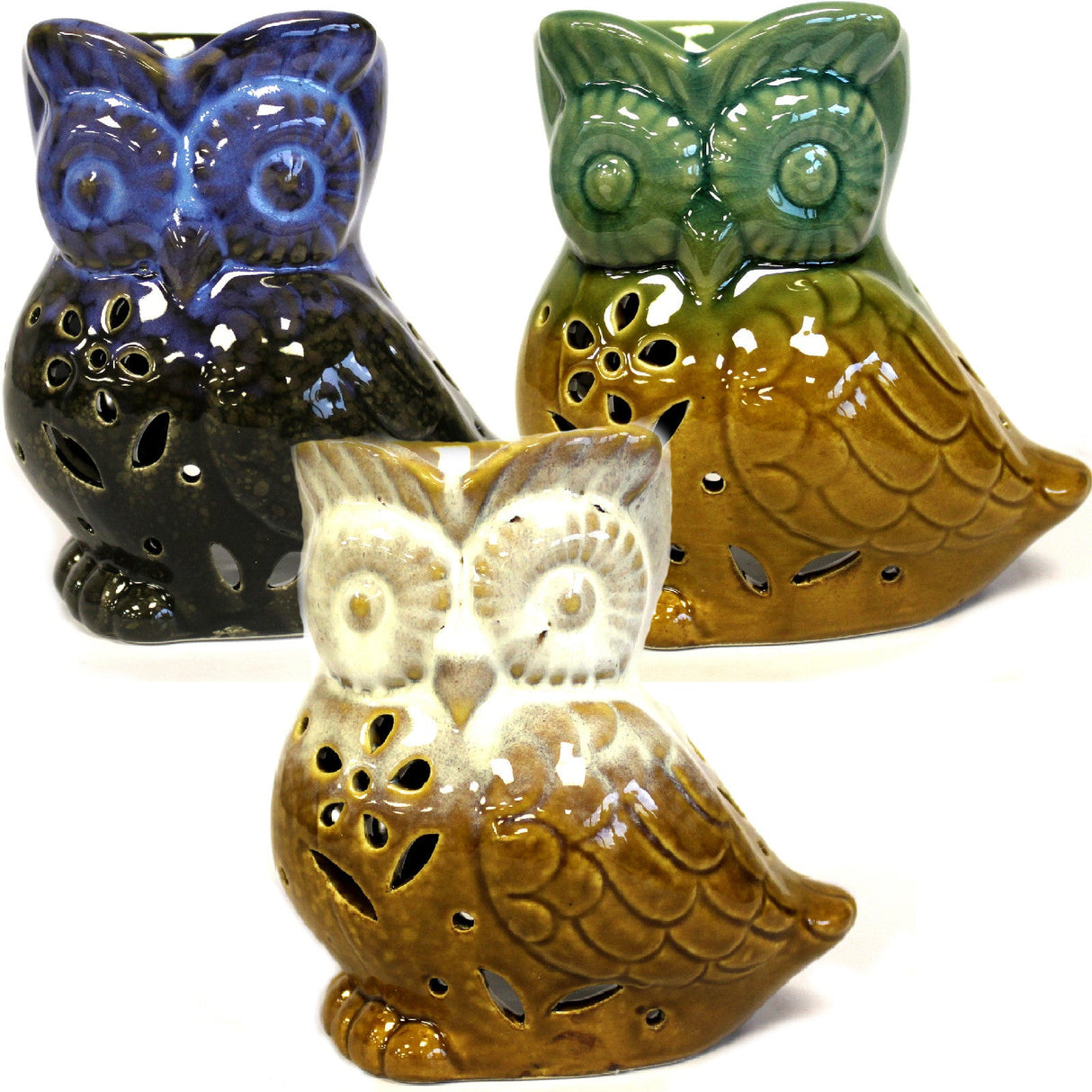 Rustic Oil Burner - Owl Side - on (assorted) - SHAMTAM.COM