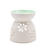 Oil Burner - Floral with Teal Well - SHAMTAM.COM