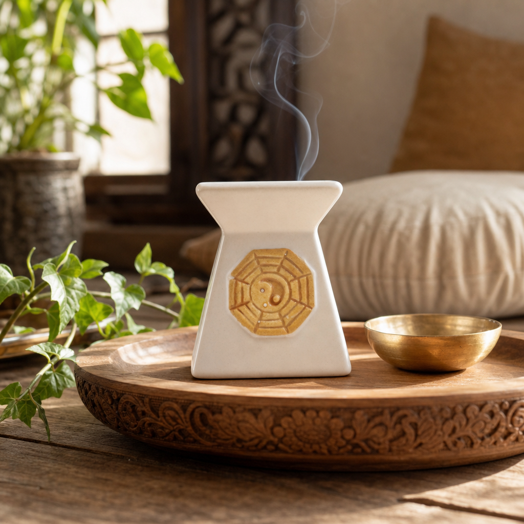 Classic Yin Yang Oil Burners — styled in a warm, naturally lit interior