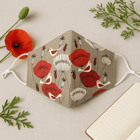 Cloth Face Mask Adult Oriental Poppies - SHAMTAM.COM