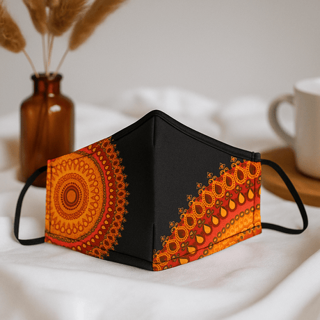 Cloth Face Mask With Filter, Orange Mandala Adult - SHAMTAM.COM