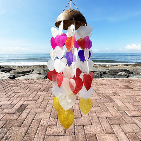 Wind Сhimes Coconut & Capiz - Big Hearts - 40cm - SHAMTAM.COM