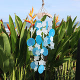 Wind Сhimes Coconut & Capiz - Blue and White Stars - 30cm - SHAMTAM.COM