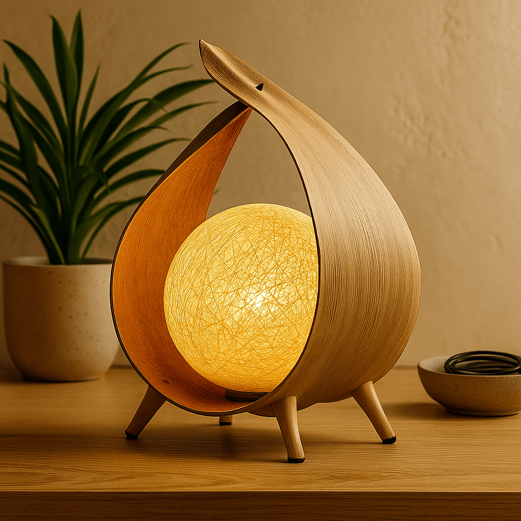 Coconut Leaf Lamp With Cotton Shade - SHAMTAM.COM