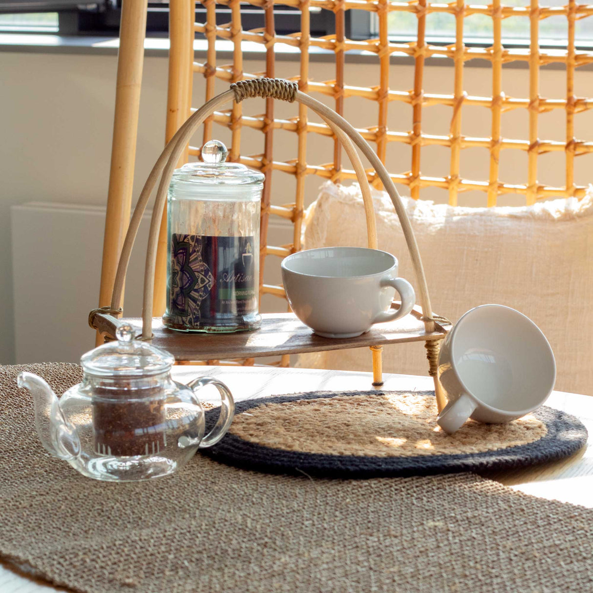 Coconut Leaf Tea Stand - Natural - SHAMTAM.COM