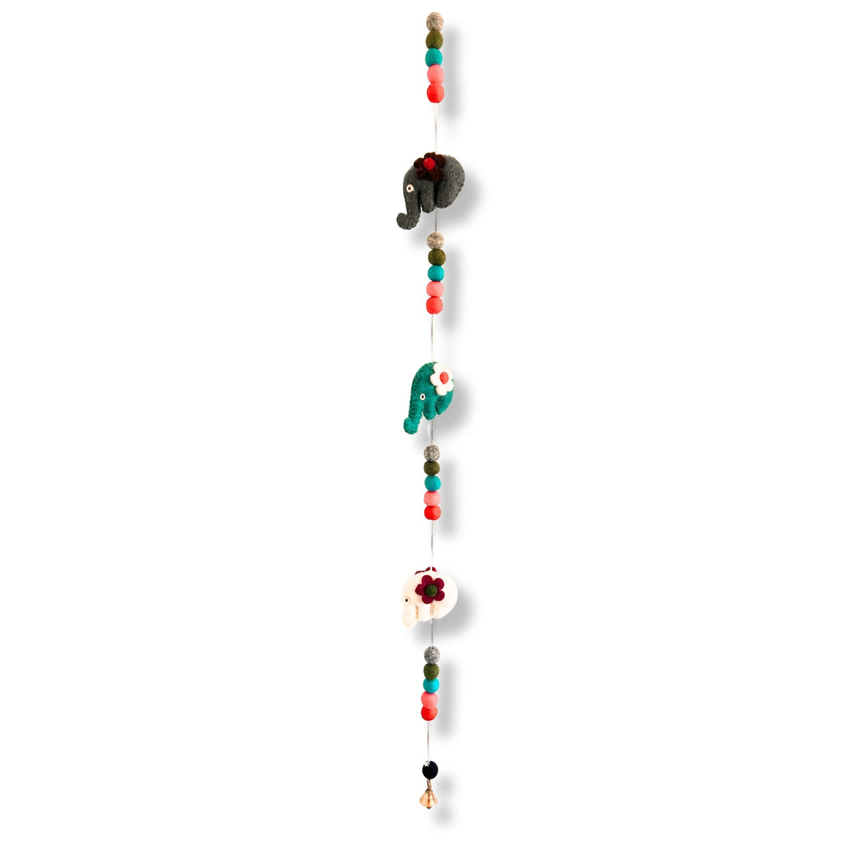 Colorful Felt Elephant Wall Hanging Garland with Vibrant Felt Balls - Decorative Nursery and Kids Room Decor - SHAMTAM.COM