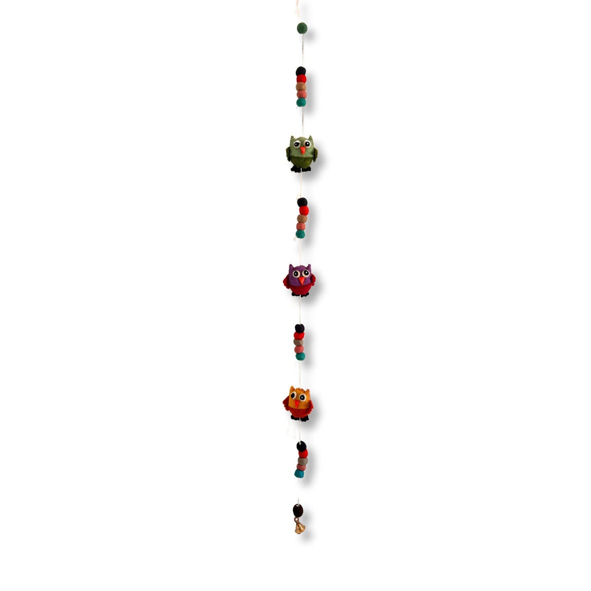Colorful Felt Owl Wall Hanging Garland with Bell - Whimsical Decorative Felt Balls for Home Decor - SHAMTAM.COM