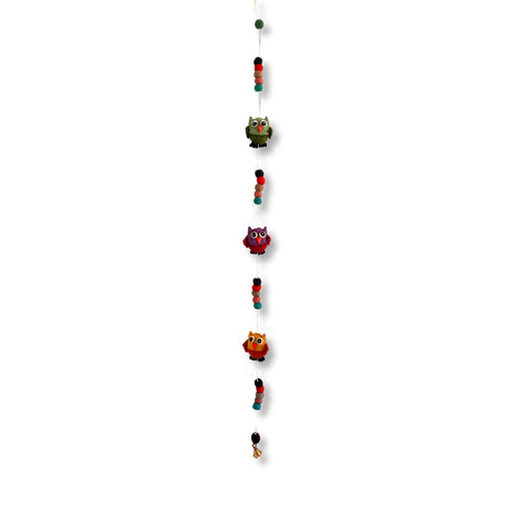 Colorful Felt Owl Wall Hanging Garland with Bell - Whimsical Decorative Felt Balls for Home Decor - SHAMTAM.COM