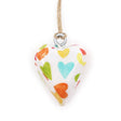 Colorful Pastel Hearts Wooden Hanging Ornament - Heart - Shaped Decor with Multicolor Pattern - SHAMTAM.COM