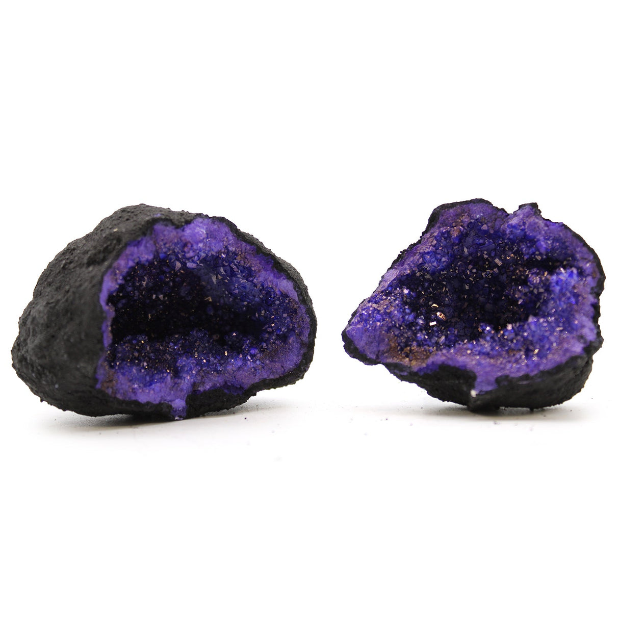 Calcite Geodes - Black Rock - Coloured Turquoise / Purple Crystal Gemstone Mineral - SHAMTAM.COM