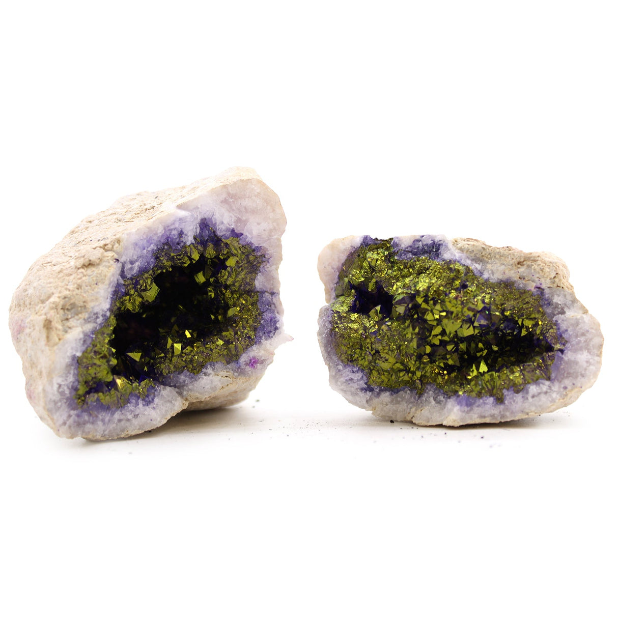 Calcite Geodes - Natural Rock - Coloured Purple & Gold Crystal Gemstone Mineral - SHAMTAM.COM