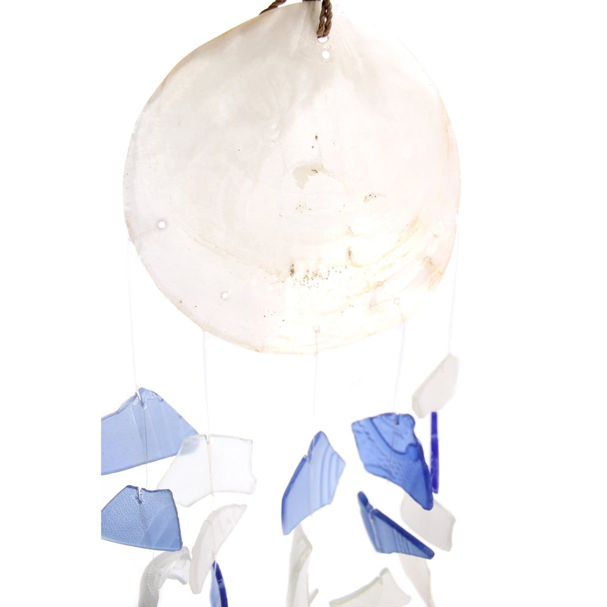 Wind Сhimes Copis & Glass Drop - Blue & White Glass - SHAMTAM.COM