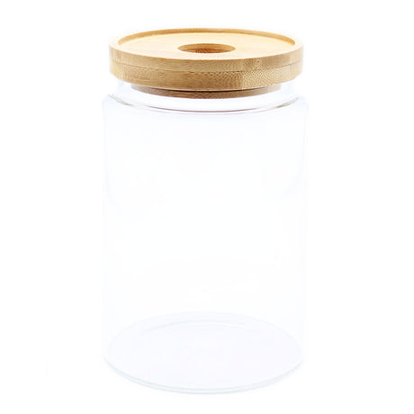 Cottage Bamboo Glass Jar - 15cm - SHAMTAM.COM