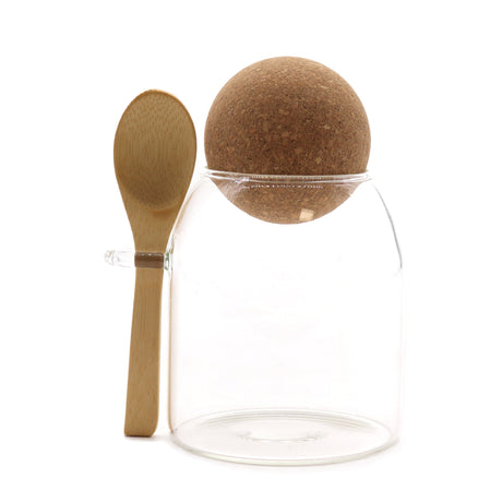 Cottage Cork - Ball Glass Jar - Clear & Spoon - 10cm - SHAMTAM.COM