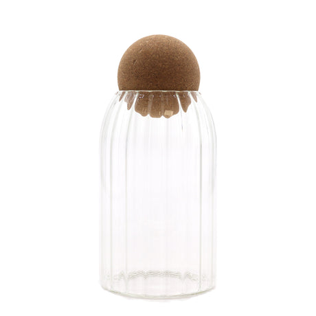 Cottage Cork - Ball Glass Jar - Ribbed - 15cm - SHAMTAM.COM