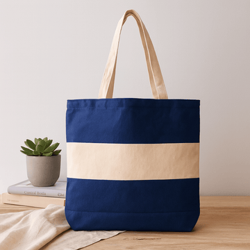 Bawełniana torba dwukolorowa niebieska naturalna 10oz 38x42x12cm
