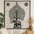 Cotton Bedspread and Wall Hanging Double Elephant Tree - SHAMTAM.COM