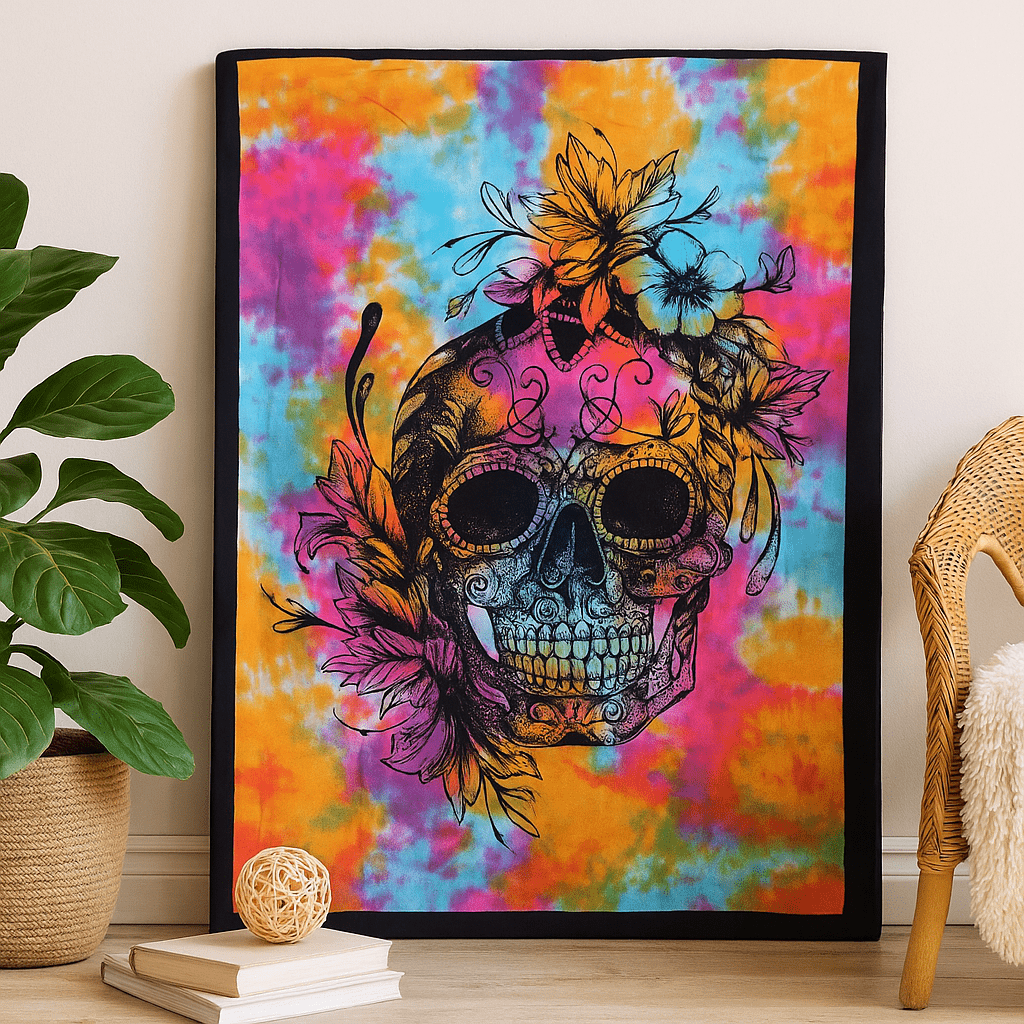 Cotton Bedspread Wall - Hanging 2 - Piece Day of the Dead - SHAMTAM.COM