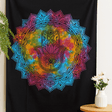 Cotton Bedspread Wall Hanging - Double Black Hamsa - SHAMTAM.COM