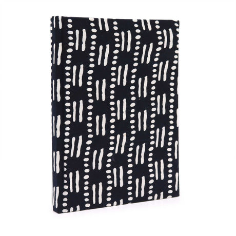 Cotton Notebook 20x15cm - 96 pages - Black Dots & Dashes - SHAMTAM.COM